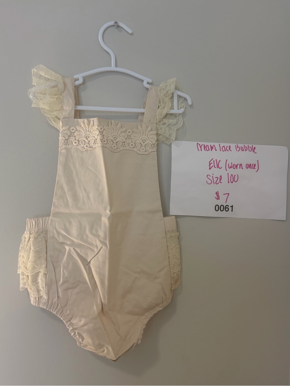 SHEIN Cream Lace Bubble One-Piece